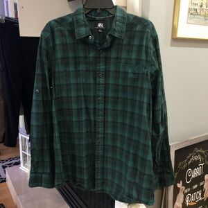 Rock & Republic Men’s Long Sleeve Plaid Checkered Button Up Collared Dress Shirt